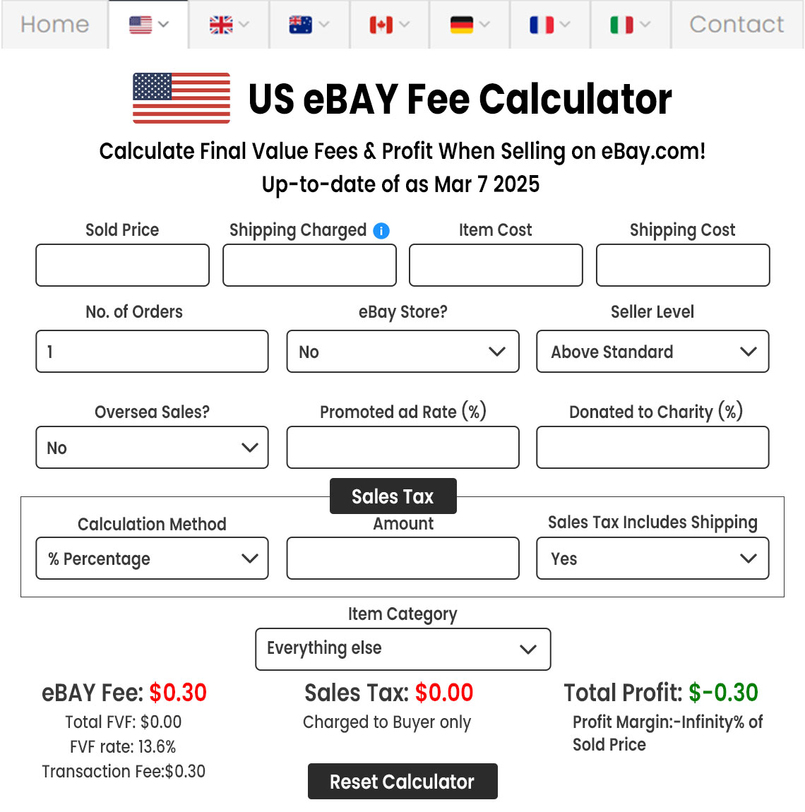 eBay Fee Calculator