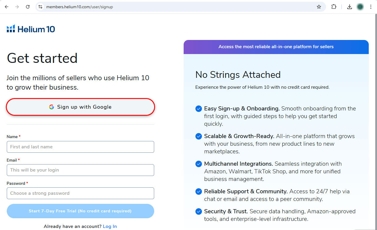sign up directly with Google